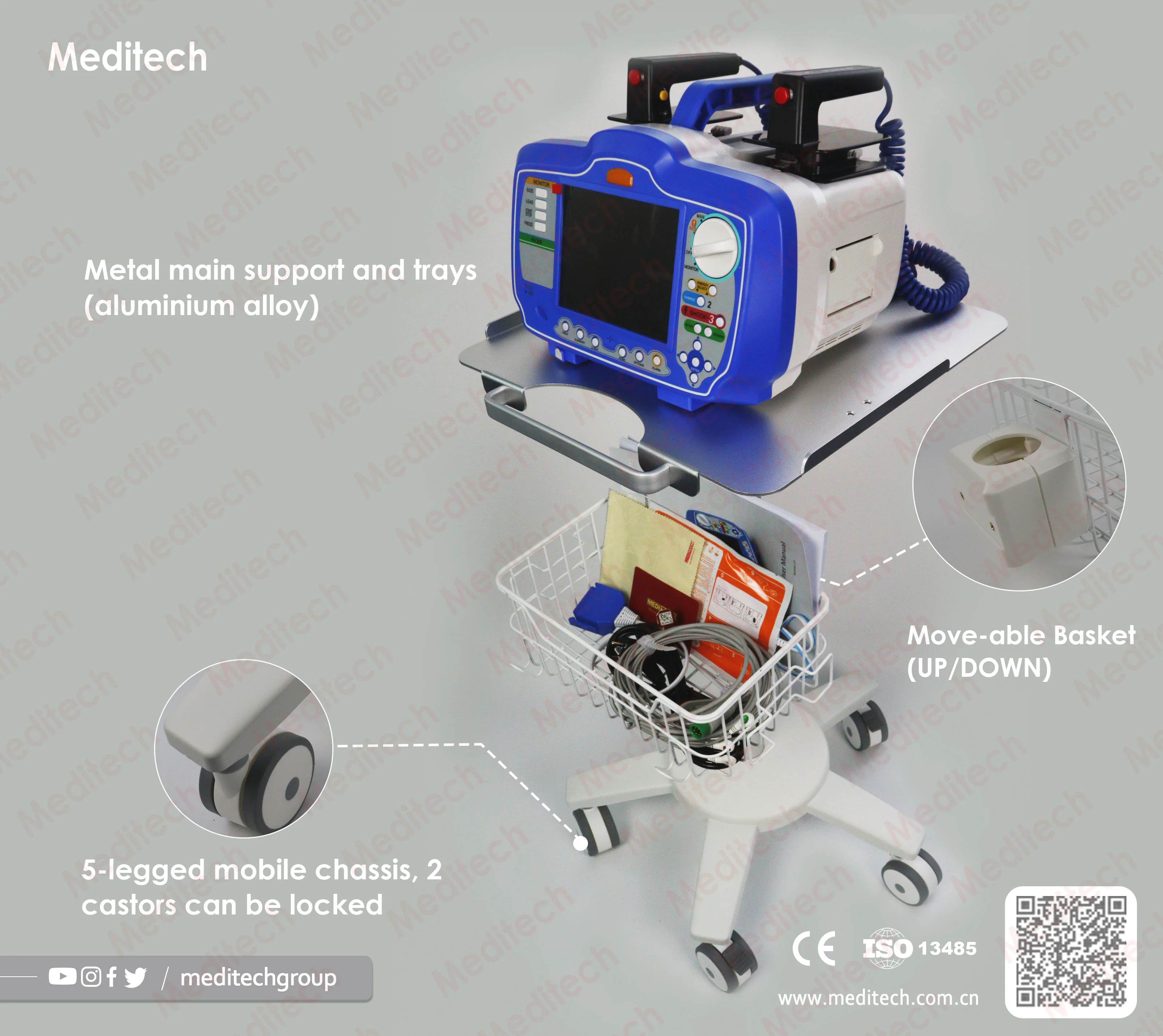 Mobile trolley for the Meditech Defibrillator Monitore